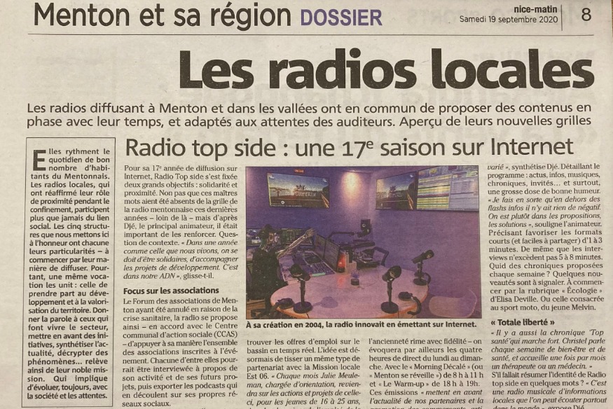Nice Matin les Radios Locales du bassin Mentonnais