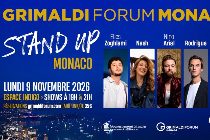 Stand Up Monaco 2026 : Nino Arial, Elies Zoghlami, Nash, Charly Nyobe et Rodrigue au Grimaldi Forum le 9 novembre